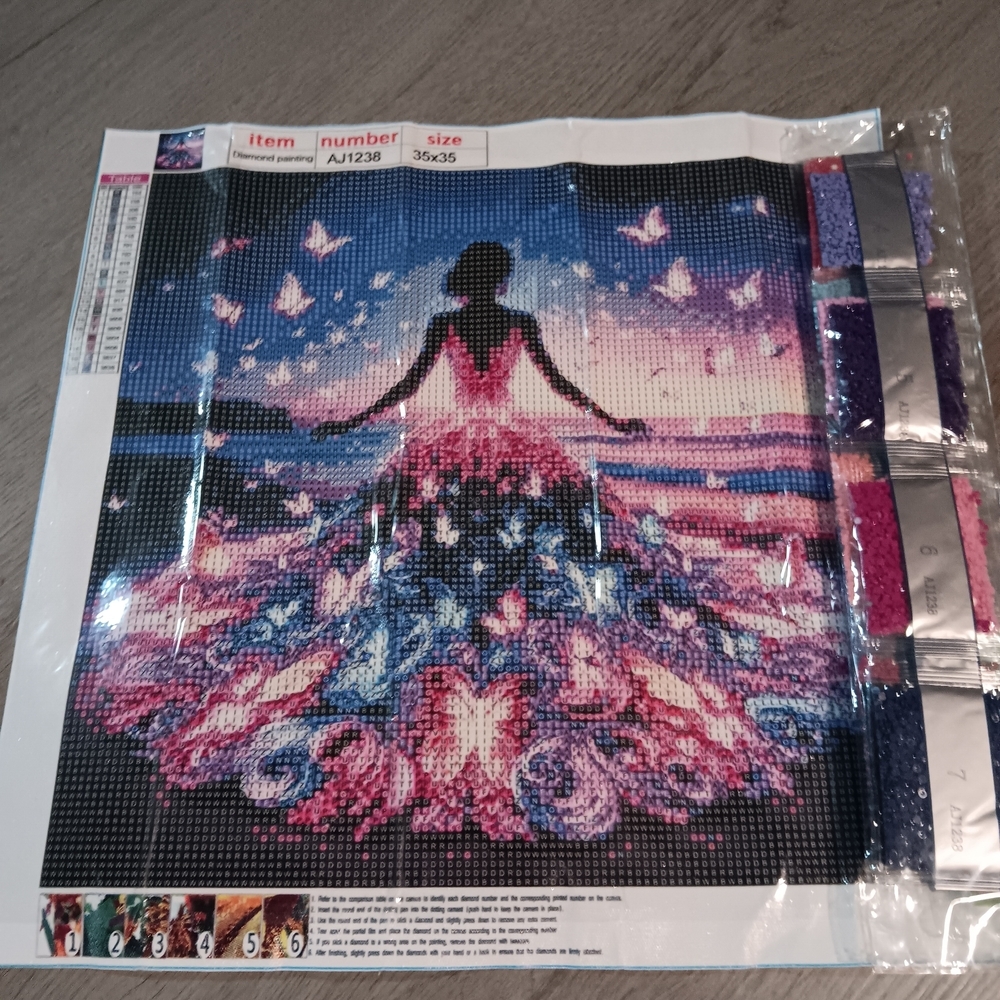 Colorful Lady Butterfly Dress Diamond Painting Kit 35x35